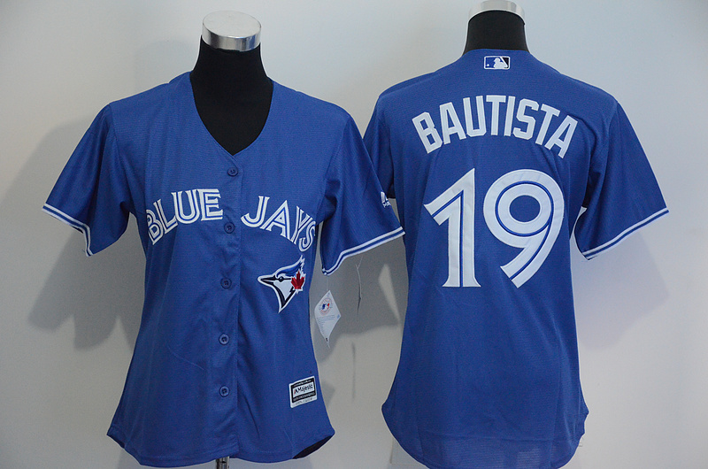 Womens 2017 MLB Toronto Blue Jays #19 Bautista Blue Jerseys